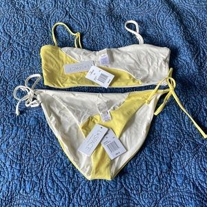 NWT! LSPACE Bikini! Cream/yellow color block! Adjustable!